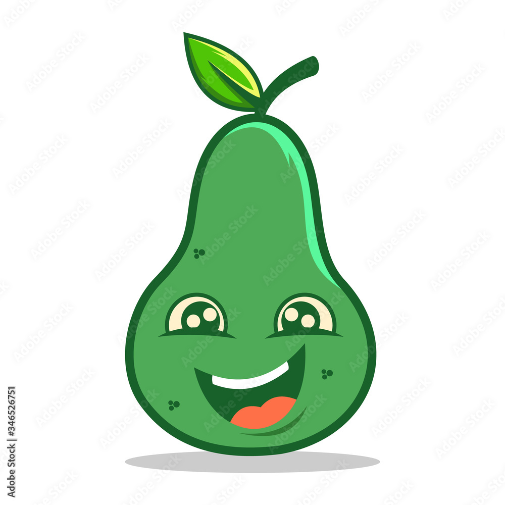 Wall mural cute emoticon pear character illustration