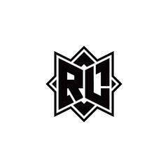 RL monogram logo with square rotate style outline