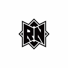 RN monogram logo with square rotate style outline