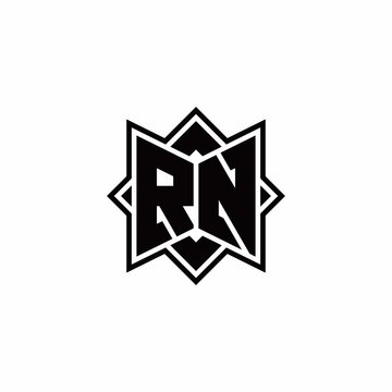 recommend clip art: RN monogram logo with square rotate style outline