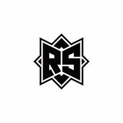 RS monogram logo with square rotate style outline