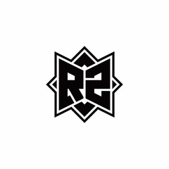 RZ monogram logo with square rotate style outline