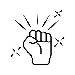 Raised fist - symbol of victory, strength, power and solidarity flat icon