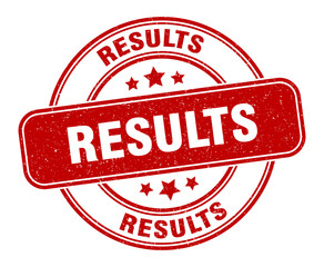 results stamp. results label. round grunge sign