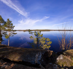 The view over the lake Rymmen at the Högakull natural reserve in Värnamo, Sweden