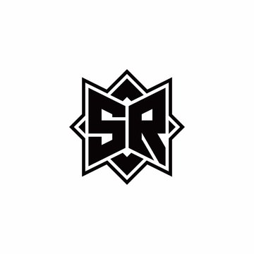 recommend clip art: SR monogram logo with square rotate style outline