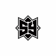 SY monogram logo with square rotate style outline