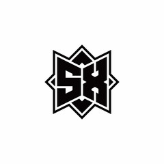 SX monogram logo with square rotate style outline