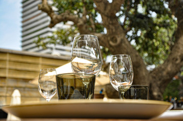 glass of wine on table