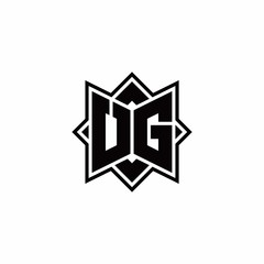 UG monogram logo with square rotate style outline