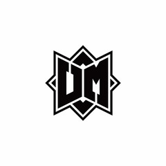 UM monogram logo with square rotate style outline
