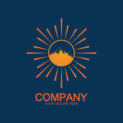Fototapeta premium Sun Mountain Logo Icon Design – stock illustration