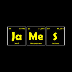 James - logo t-shirt. Chemistry name. Name design in the form of chemical elements. Name print on clothes.