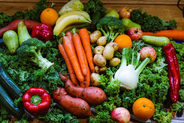 An organic fruit and vegetable delivery, drying after washing during the coronavirus outbreak