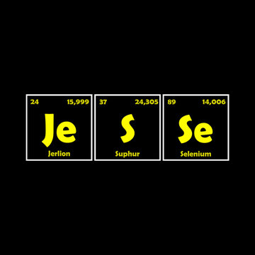Jesse - logo t-shirt. Chemistry name. Name design in the form of chemical elements. Name print on clothes.