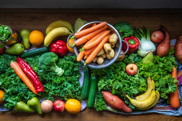 An organic fruit and vegetable delivery, drying after washing during the coronavirus outbreak