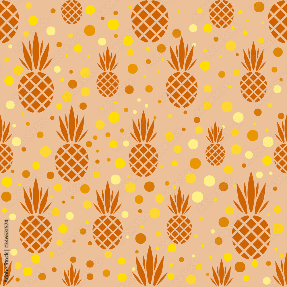Leinwandbilder abstract vector seamless pattern with pineapples. modern fruit background with colorful pineapple or