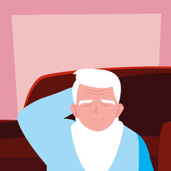 elderly man takes care of himself at home