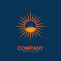 Sun Mountain Logo Icon Design – stock illustration