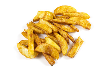 tas de frites françaises sur un fond blanc