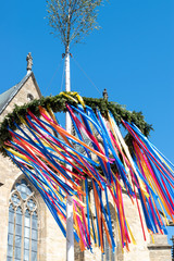 maypole on Europe with cathedral architecture culture and religion 