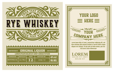 Full Liquor Label Design with Front and Back Sides. Vector Layered