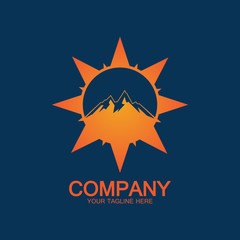 Fototapeta premium Sun Mountain Logo Icon Design – stock illustration