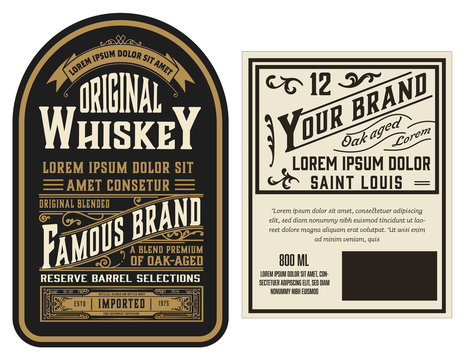 Full Liquor Label Design with Front and Back Sides.  Layered