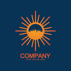 Sun Mountain Logo Icon Design – stock illustration