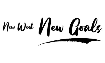 New Week New Goals Calligraphy Black Color Text On White Background