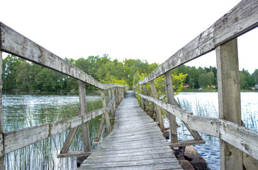 A small bridge over the Herrestad`s lake in Värnamo, Sweden