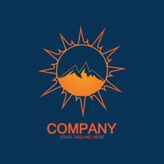 Sun Mountain Logo Icon Design – stock illustration