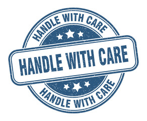 handle with care stamp. handle with care round grunge sign. label