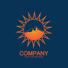 Sun Mountain Logo Icon Design – stock illustration