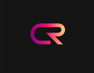 Abstract gradient logo icon two letters C and R typography, for your company