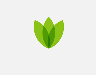 Abstract green linear logo icon circle and inside a flower plant for your company