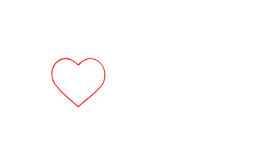 red outline of a heart on a white background. Suitable for advertising background. Mockup