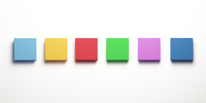 Color square boxes set. 3D Render illustration