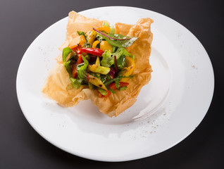 Elegant exotic grilled vegetables salad