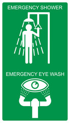 Emergency shower and Emergency eye wash vector sign isolated on white background
