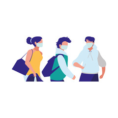 Obraz premium people in the city wearing face mask