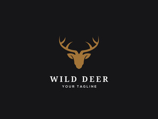 deer hunter emblem logo design vector