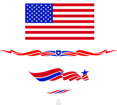 United States flag vector illustration. 4th of July, Stars and stripes, US flag, Logo, design elements. 