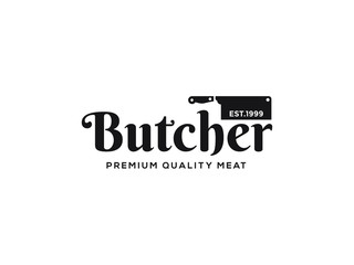 	
Vintage Retro Butcher shop label logo design 