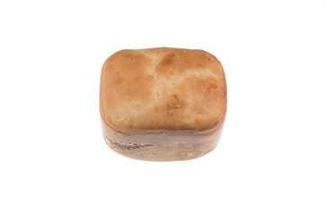 loaf of fresh hot white bread isolated on white background