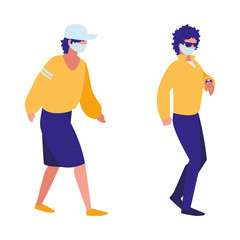 men in the city wearing face mask