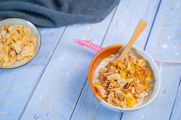 Breakfast cereal on the table