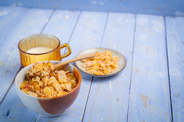 Breakfast cereal on the table