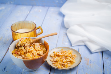 Breakfast cereal on the table