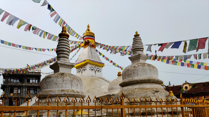 An Ancient Buddhist stupa in kathmandu nepal.A stūpa is a mound-like or hemispherical structure containing relics that is used as a place of meditation.